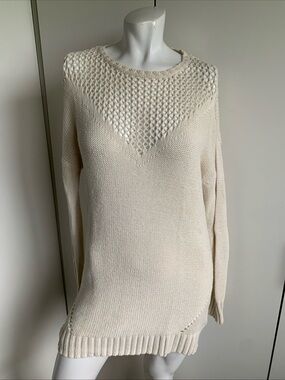 Roxy size small Ivory long sleeve knit pullover tunic sweater